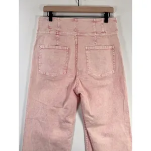 Ulla Johnson Womens Jeans Pink Denim High Rise Button Fly Crop Wide Leg Size 12 thumbnail 10