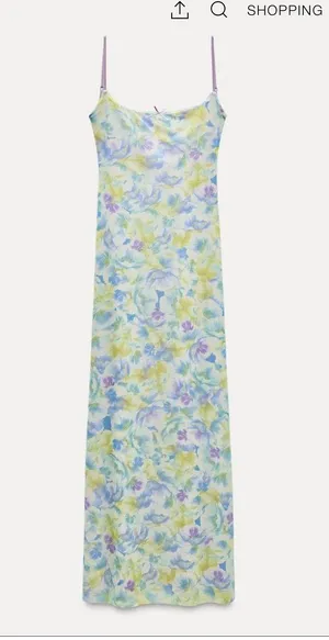 ZARA PRINTED TULLE DRESS WITH BOW thumbnail 2