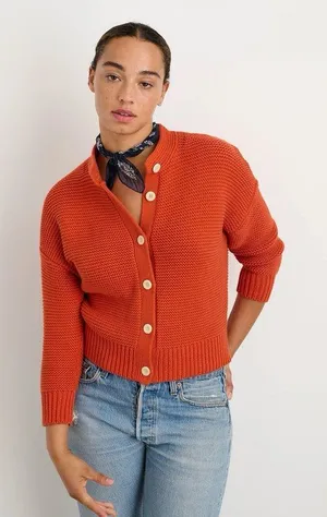 Alex Mill Nico Orange Paprika Button Up Cardigan Sweater Top thumbnail 1
