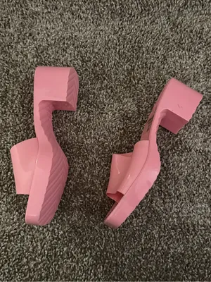 Charlotte Russe Pink Jelly Platform Block Heel Mule Sandals Y2K Size 7 thumbnail 10