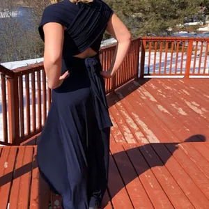Von Vonni Raven Navy Blue Convertible Tie Wrap Maxi Dress thumbnail 6