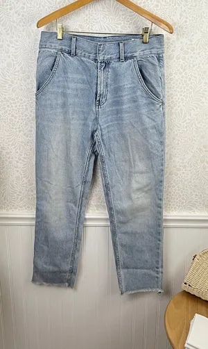 We The Free Straight Leg High Rise Light Wash Denim Raw Hem Jeans - Size - 29 thumbnail 1