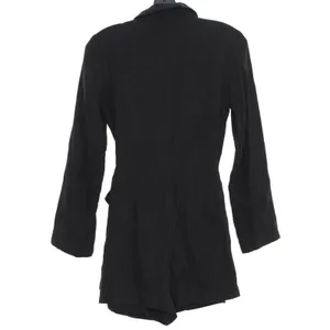Zara Romper Dark‎ Academia Minimalist Business Casual Comfort Tie Waist Black XS thumbnail 3