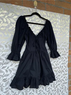 Hill House Black Smocked Mini Dress XS Cotton Whimsigoth Cottagecore thumbnail 5