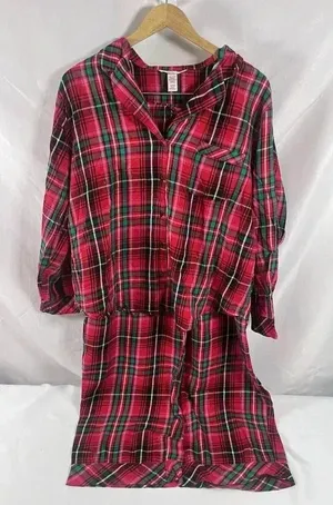 Victorias Secret Red Black Plaid 2 Piece Pajama Set Size XL thumbnail 1