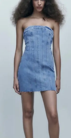 ZARA Dress Denim Mini Blue thumbnail 1