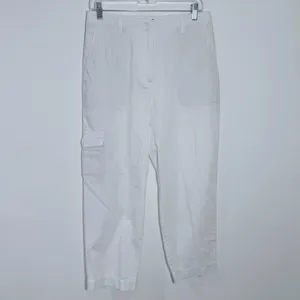 New‎ Talbots White Cargo Crop Chino Straight Leg Supersoft Size 8 Minimalist thumbnail 2