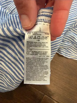 Old Navy Blue and White Striped Popover Blouse Size Large - C45-040 thumbnail 5