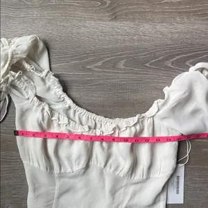 NEW Reformation Cantaloupe Ruffle Tie Sleeve Blouse Ivory 4 thumbnail 5