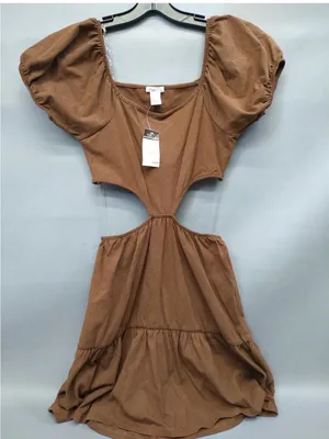 🌸Rue21 Women's Brown Ruffle Cotton Peasant Dress Short Sleeve Cutout Size 4X thumbnail 2