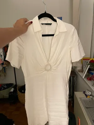 ZARA White Collared Dress thumbnail 1