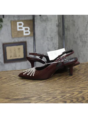 A New Day Womens Serafina Heels Rhinestone Strap Back 94661781 Burgundy Red 6.5M thumbnail 8