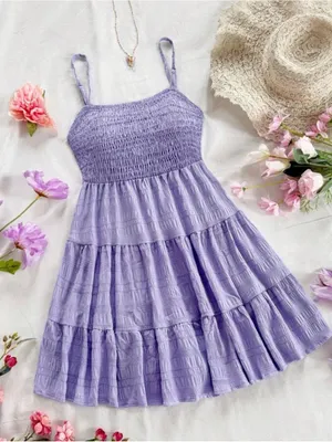 Soleia Lavender Smocked Tiered Sundress BRAND NEW thumbnail 1