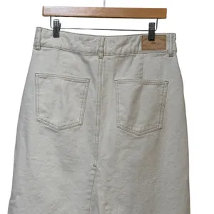 Zara Womens Cream Denim Midi Skirt Off White High Rise Cotton Size Large thumbnail 6