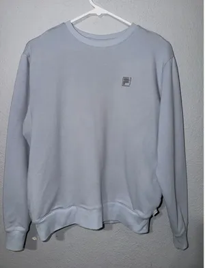 Fila Women Medium Light Blue Crewneck Sweatshirt Cotton Blend French Terry Retro thumbnail 1