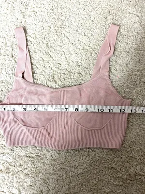 Zara Ribbed Knit Cropped Top in Dusty Pink thumbnail 2