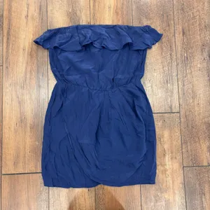 Amanda Uprichard Joan Dress Silk Strapless Navy Ruffle Mini Tulip Hem Womens M thumbnail 3