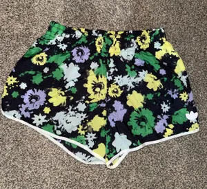 Adidas Originals Women's Floral Print Satin Athletic Shorts thumbnail 1