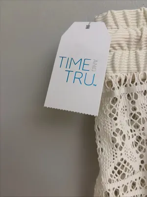 Time & tru New!Lace Drawstring cover up Beach Shorts - Cream sizeXL 16-18 thumbnail 5