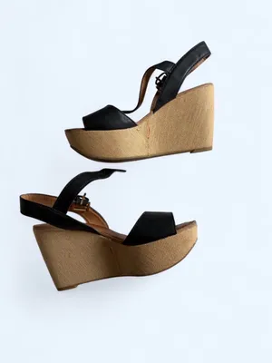 Tommy Hilfiger Black Wedge Sandals with Natural Platform thumbnail 4