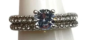 Cubic Zirconia Double Band Engagement Style Promise‎ Ring Size 6.5 Bling Sparkle thumbnail 1