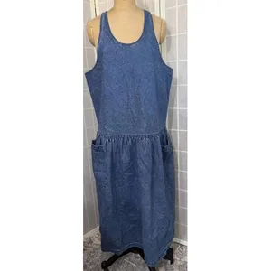VTG‎ Sunbelt Jumper Dress Blue Jean Denim Overall Country Modest Cottagecore Lg thumbnail 12