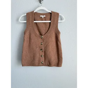 Madewell Kneale Button Front Sweater Vest Heather Rosewood Boho Coquette XS Wool thumbnail 6