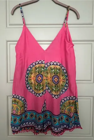 Pink NWT romper size 8/Small beach coverup summer vacation thumbnail 1