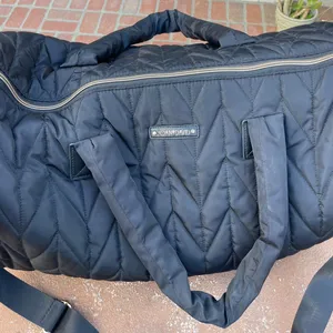 joan and david Black quilted travel duffel bag carry on / on great condition thumbnail 2