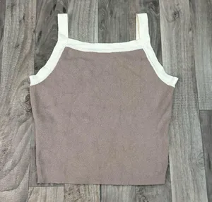 Princess Polly Tan contrast piping knit tank thumbnail 1