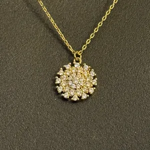 Dainty gold tone pave snowflake pendant necklace thumbnail 2