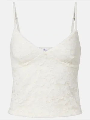 Lace V-Neck Camisole Tank Top - White thumbnail 1