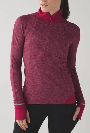 75. Lululemon runderful sz 4 1/2 zip mini check pique bordeaux drama heather thumbnail 1