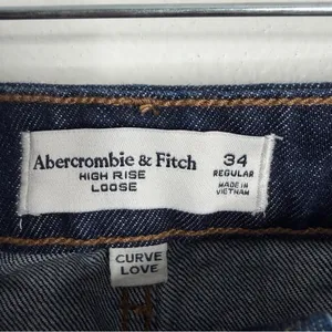 NWT Abercrombie‎ & Fitch Curve Love High Rise Loose Jean Dark Wash Size 34 thumbnail 4