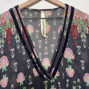 Anthropologie Uncle Frank Women Whimsigoth Coverup‎ Dress Small Velour Crochet thumbnail 2
