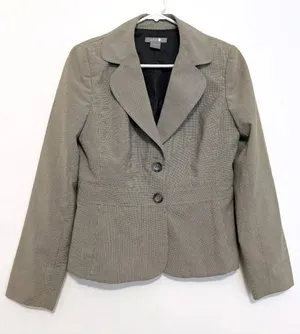 ANN TAYLOR Factory Tan / Brown Black Houndstooth Two Button Work Blazer Jacket 4 thumbnail 1