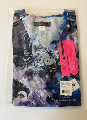 Koi Lite Lucky Scrub Top M Galaxy Burst NWT Performance Stretch 1015PR44 thumbnail 1