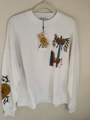Zara White Graphic Tarot Card Crewneck Sweater thumbnail 1