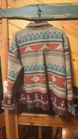 Le Miel Aztec Western rough-edge shirt jacket - L thumbnail 7