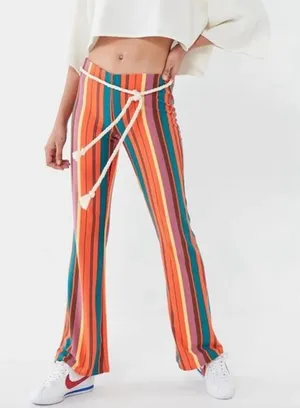 Urban Outfitters Bali Striped Low-Rise Flare Stretch Pant thumbnail 1
