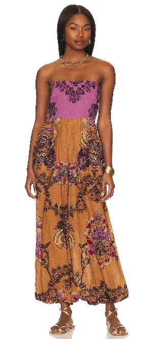 Free People Indio Sun Jumpsuit in Golden Combo thumbnail 1