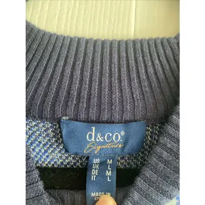 D&Co Signature Fair Isle Pullover Sweater Womens Size M Blue Metallic Cotton thumbnail 6