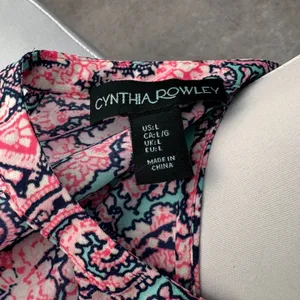 Cynthia Rowley Halter top Sz L Multicolor Paisley print, front keyhole thumbnail 4