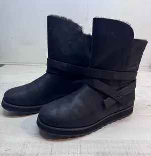 Skechers Black Faux-Suede Ankle Boots with Wrap Strap thumbnail 1