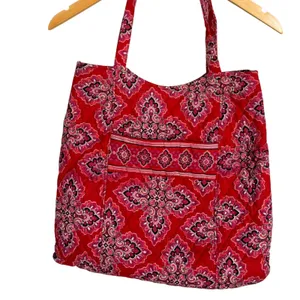 Vera Bradley Tote Bag Womens‎ Red Pink Provencal Quilted Cotton Excellent Large thumbnail 2