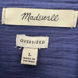Madewell Super Oversized Shirt Jacket Passport Blue Shacket SZ L #2307 thumbnail 10
