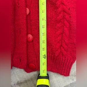 Women's Red Button Down Chunky Knit Sweater vest with pockets medium‎ thumbnail 4