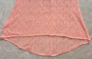 Womens Peach Bathing Suit Cover - Mesh Design Twist Keyhole Swim Cover Up thumbnail 3