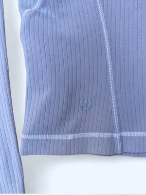 Lululemon It’s Rulu Cropped Half-Zip Long Sleeve Top gray yoga Pilates running 4 thumbnail 3