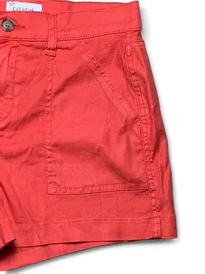 EVEREVE Womens Shorts 27 Coral Red Linen Blend High Rise Utility Pockets thumbnail 5